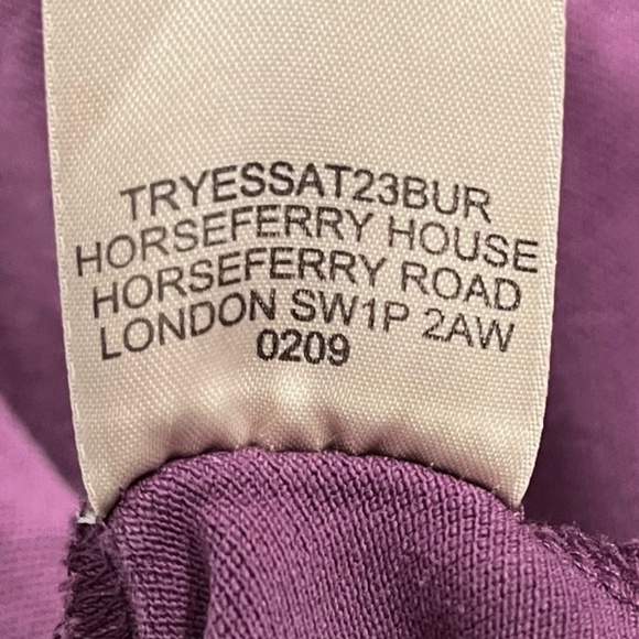 BURBERRY LONDON | Cotton Puff Sleeve Button Down Polo Shirt in Purple | Size S - Picture 9 of 9